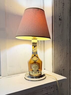 B & B Dom Benedictine Liqueur Vintage Liquor Bottle - Brown Glass - Brandy Lamp